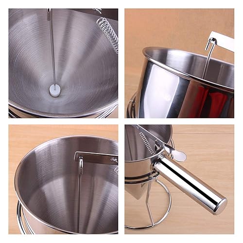 Miniatura 3 de Herramientas de bolas de pulpo de embudo de acero inoxidable con mango y estante, dispensador de masa para panqueques, dispensador de masa de