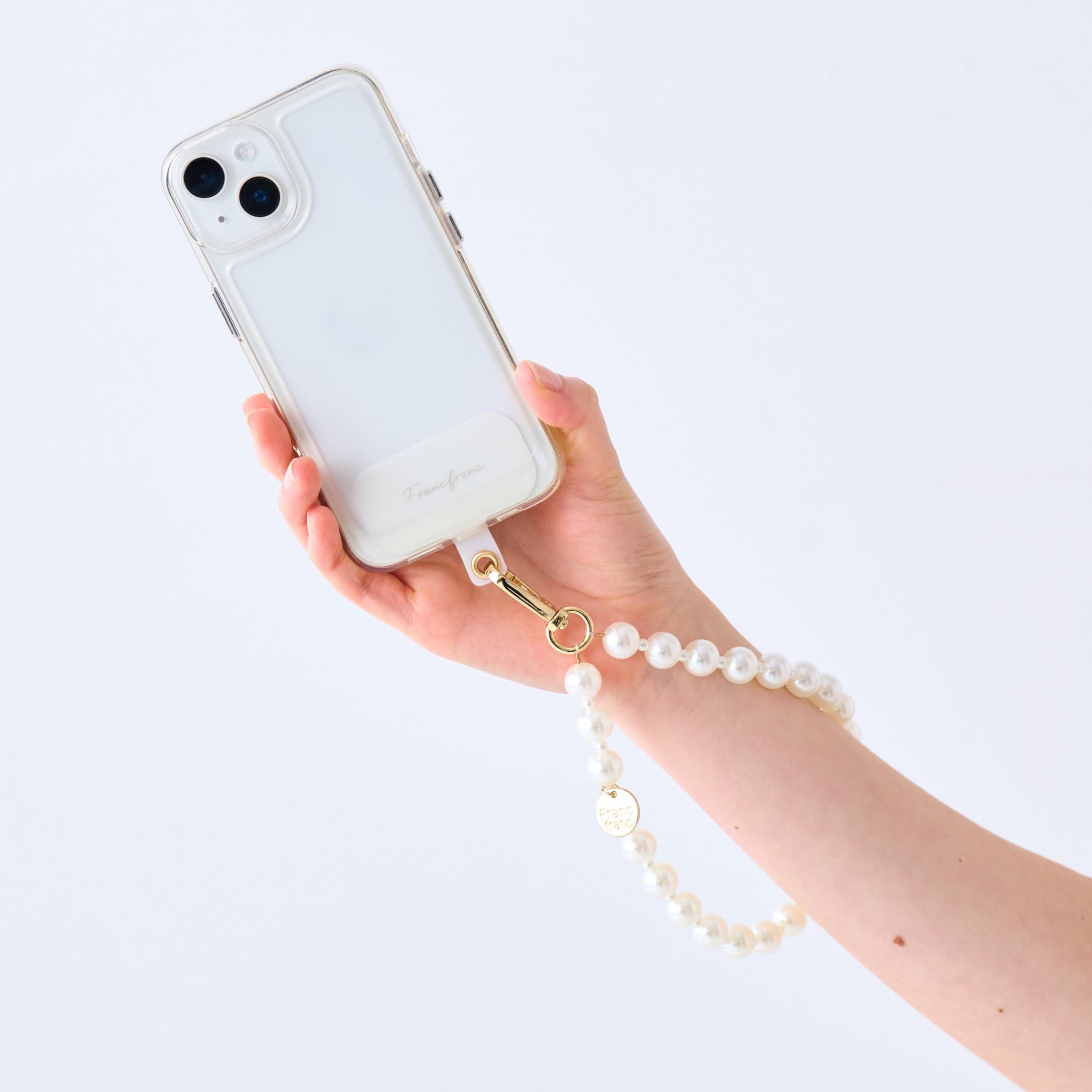 CADEAUX PLUS】ホワイトパール スマホストラップ 【公式通販】
