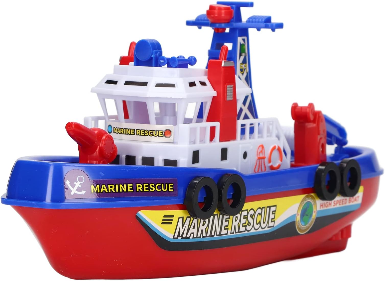 SALALIS Fire Boat Toy Fire Boat Fire Station Playset Firefighter Toys, SAuto Water Spraying Educational Music Light Electric Children Bath Boat Toy for Kids Boys Girls