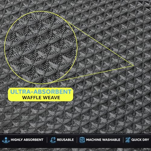 Image of Cutting EDGE 270 GSM Car & Bike Cleaning Cloth Set of 3, Shining Waffle Weave Microfiber Towel, Super Absorbent, Lint-Free & Scratch-Free for Car Drying, Cleaning & Polishing, Grey (48x40 cm)