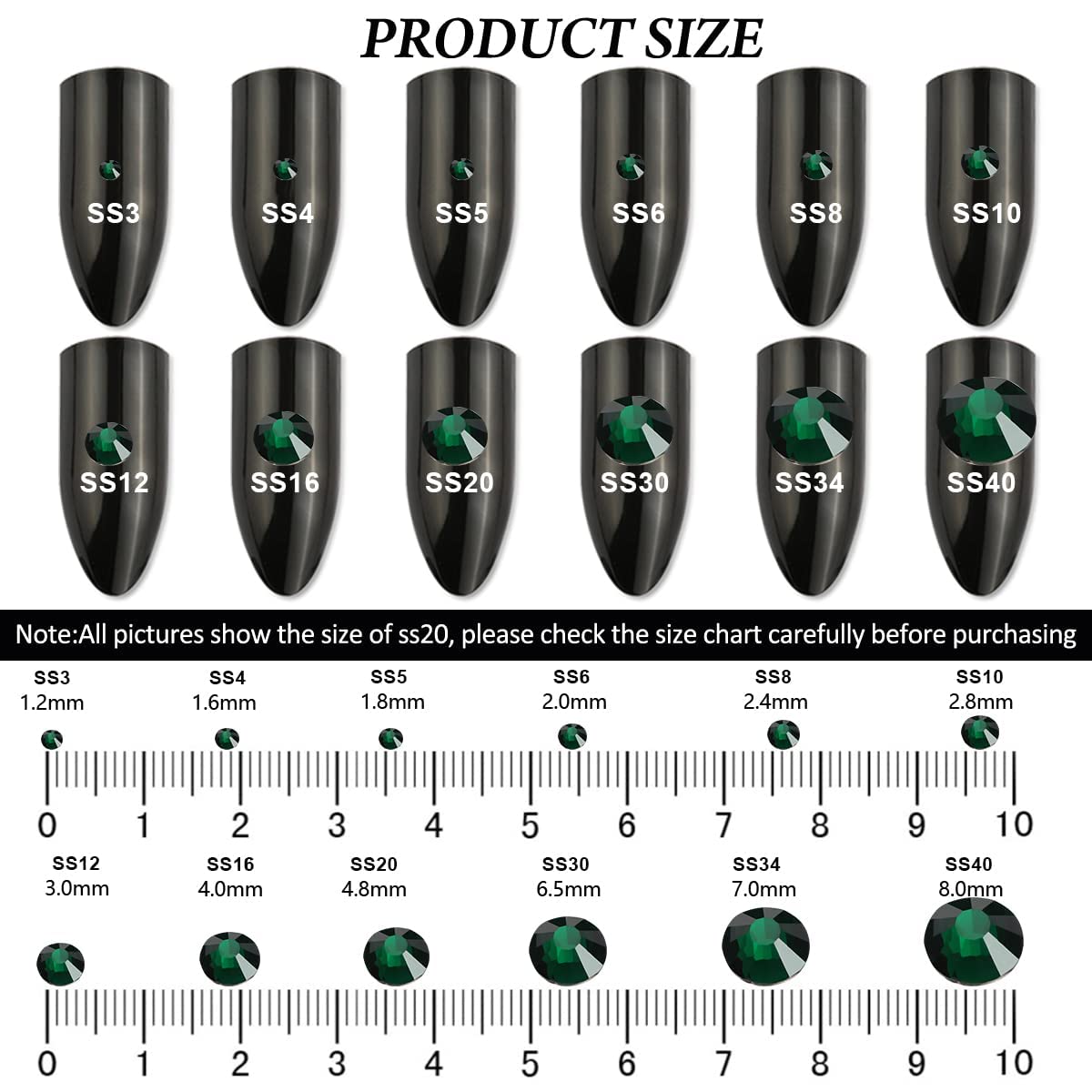 2880 Hotfix Rhinestones, Flatback Glass Round Crystals Gems for Crafts Clothes Shoes Bag DIY Decoration,Emerald,SS10,2.7MM-2.8MM - Image 3