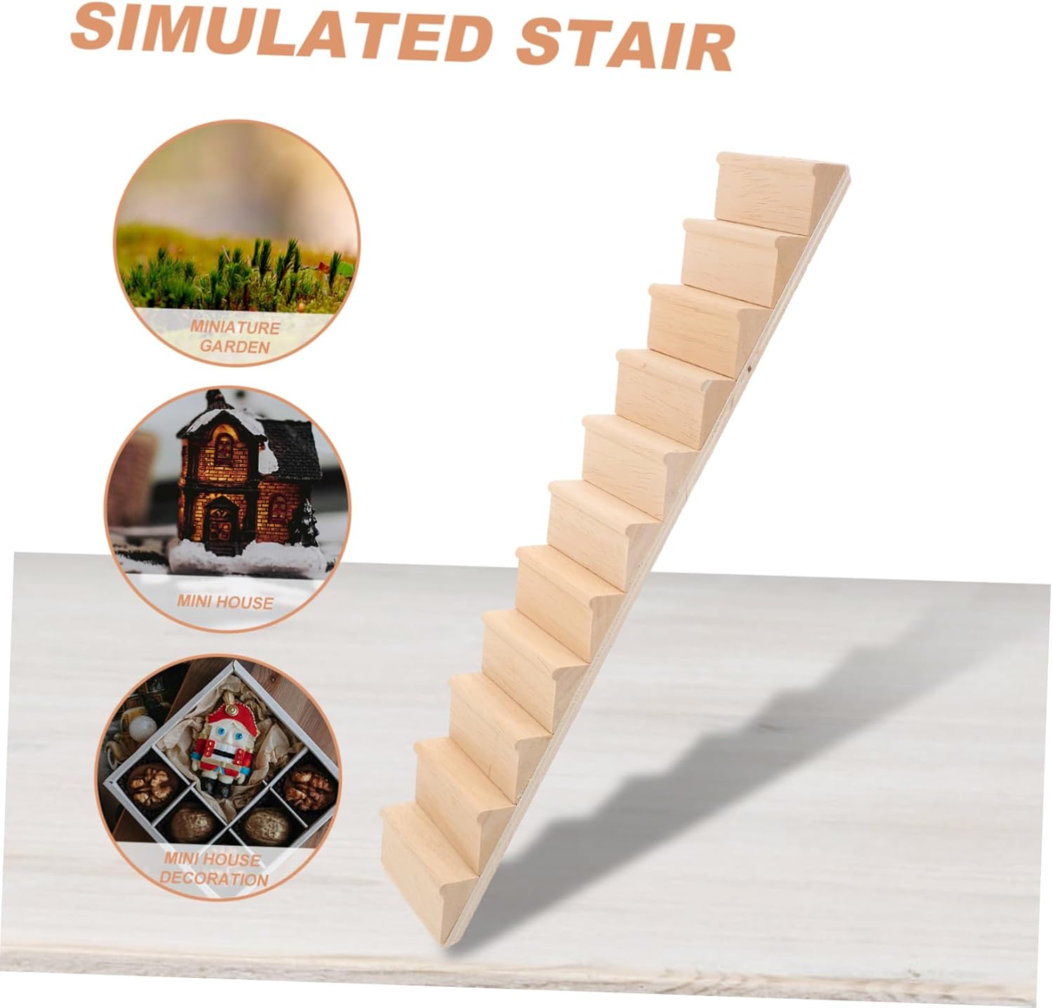 SUPVOX 5pcs Mini Wooden Staircase Model for Dollhouse Decor Scale Miniature Stairs Smooth Finish Compact Design for Creative Playhouse Interior Decoration