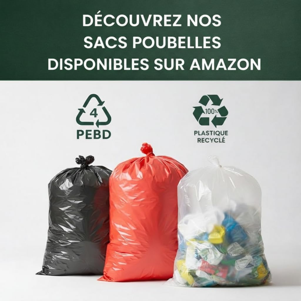 BaBag | Sac Poubelle Conteneur 2 Roues 240 L x 100 | Épaisseur 30 Microns | Housse de Protection Professionnelle Noire | Étanche & Anti-Odeur | 600x1300x580 mm | Sac 100% Recyclé | Lot de 100 Sacs