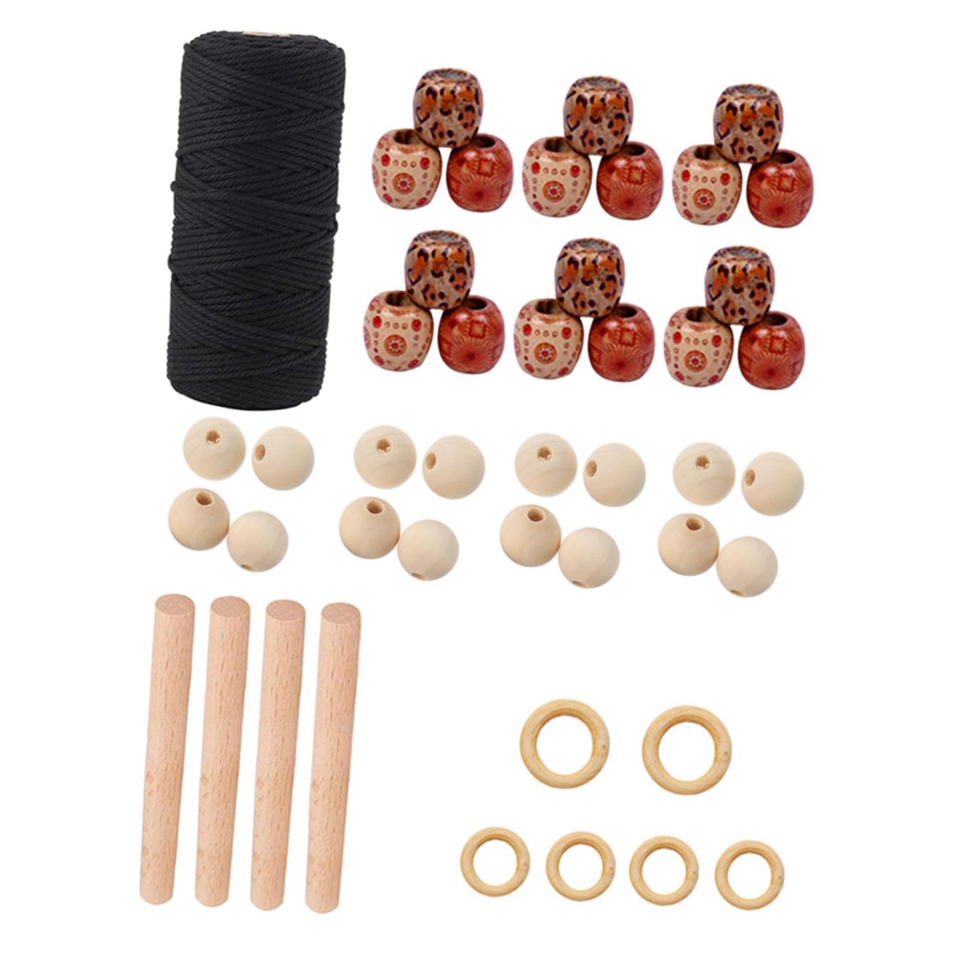 Corde macramé coton et anneaux bois NUOBESTY pour suspension robuste