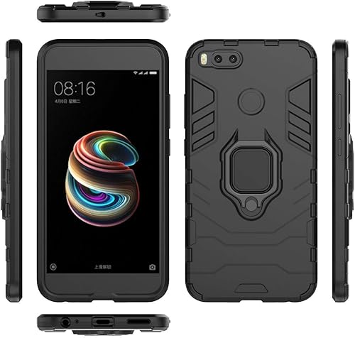 Miniatura 4 de LuluMain Compatible con funda Xiaomi Mi A1, soporte de anillo de metal a prueba de golpes (funciona con soporte magnético para automóvil), cubierta