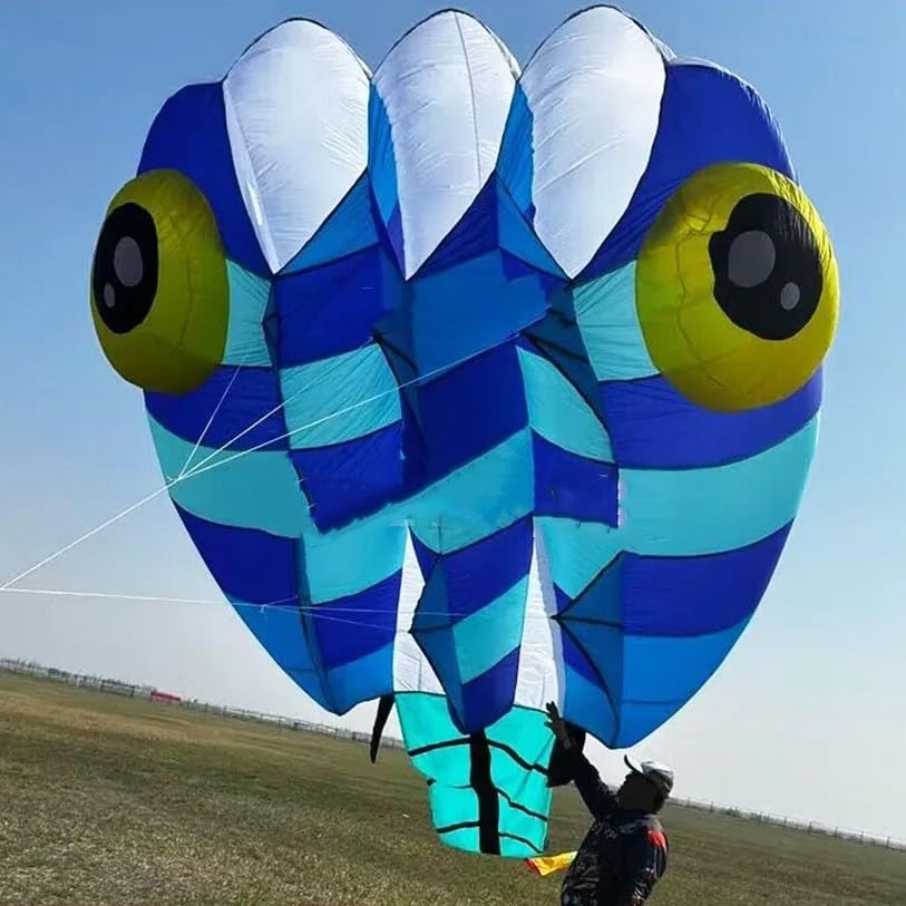 13 SQ.M Mosaic Tadpole Kite for Adults Ripstop Nylon Show Pilot Lifter Kite (Blue)