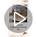 Image of Solid Sheesham Wood 4 Seater Dining Table Set with Cushioned Chairs for Dining Room | Living Room | Home & Office | Hotels Restaurant & Cafe (4 Seater, Honey)