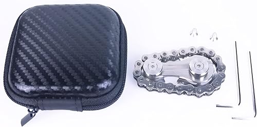 Vista 25 de Fidget Spinner, cadena de bicicleta con eslabones de piñón, diseño de 2 engranajes, juegos de dedos giratorios de figuras de metal, mecánica Lleno