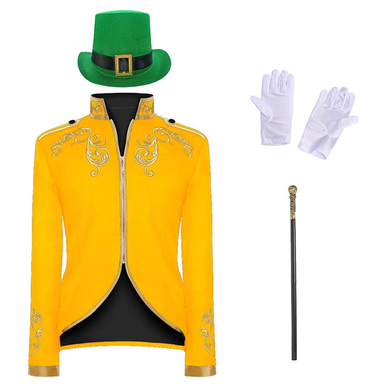 Costume da principe da uomo, alla moda, con cappello, scettro e guanti, 4 pezzi, giacca gotica, blazer, Halloween, feste a tema, carnevale, cosplay, costume da pirata