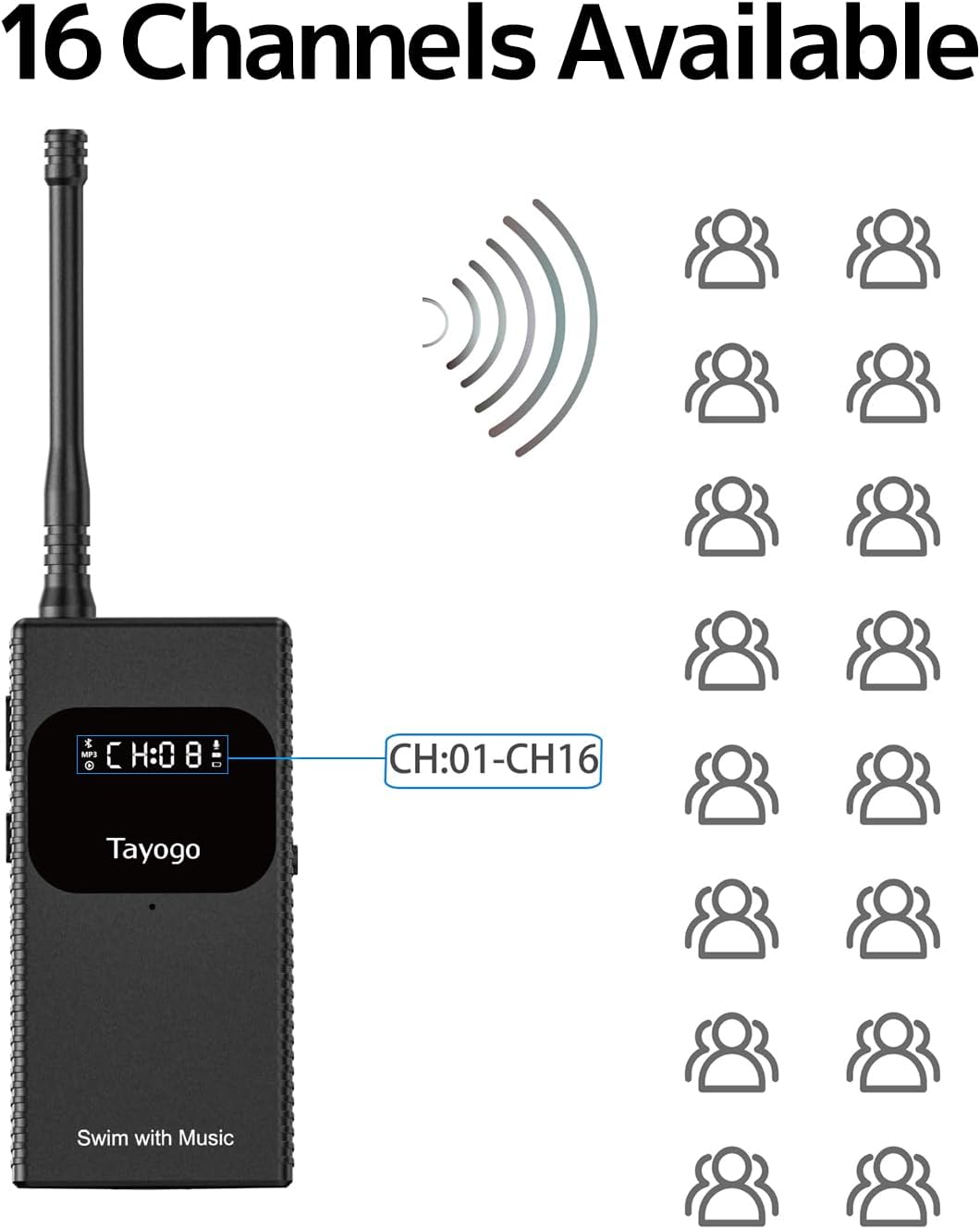 Tayogo Wireless Music Transmitter & Swimming Coach Communicator for Swimming and Training