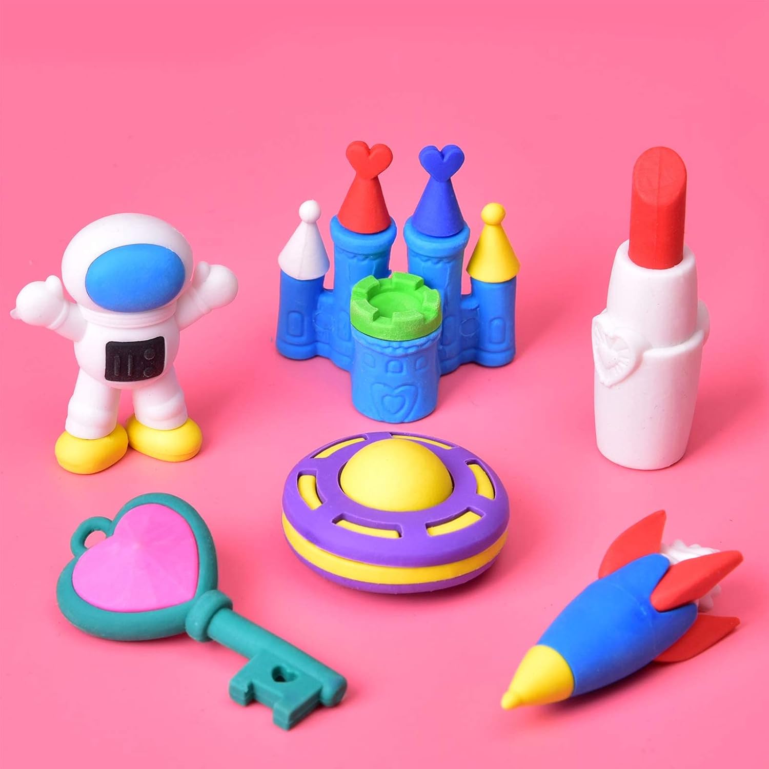 FUN LITTLE TOYS 72 PCS Erasers for Kids Mini Fun Food Animal Pencil Erasers Valentines Day Gifts for Kids Desk Pet Accessories for Kids Classroom Prizes Novelty Toys Treasure Box Pinata Stuffers