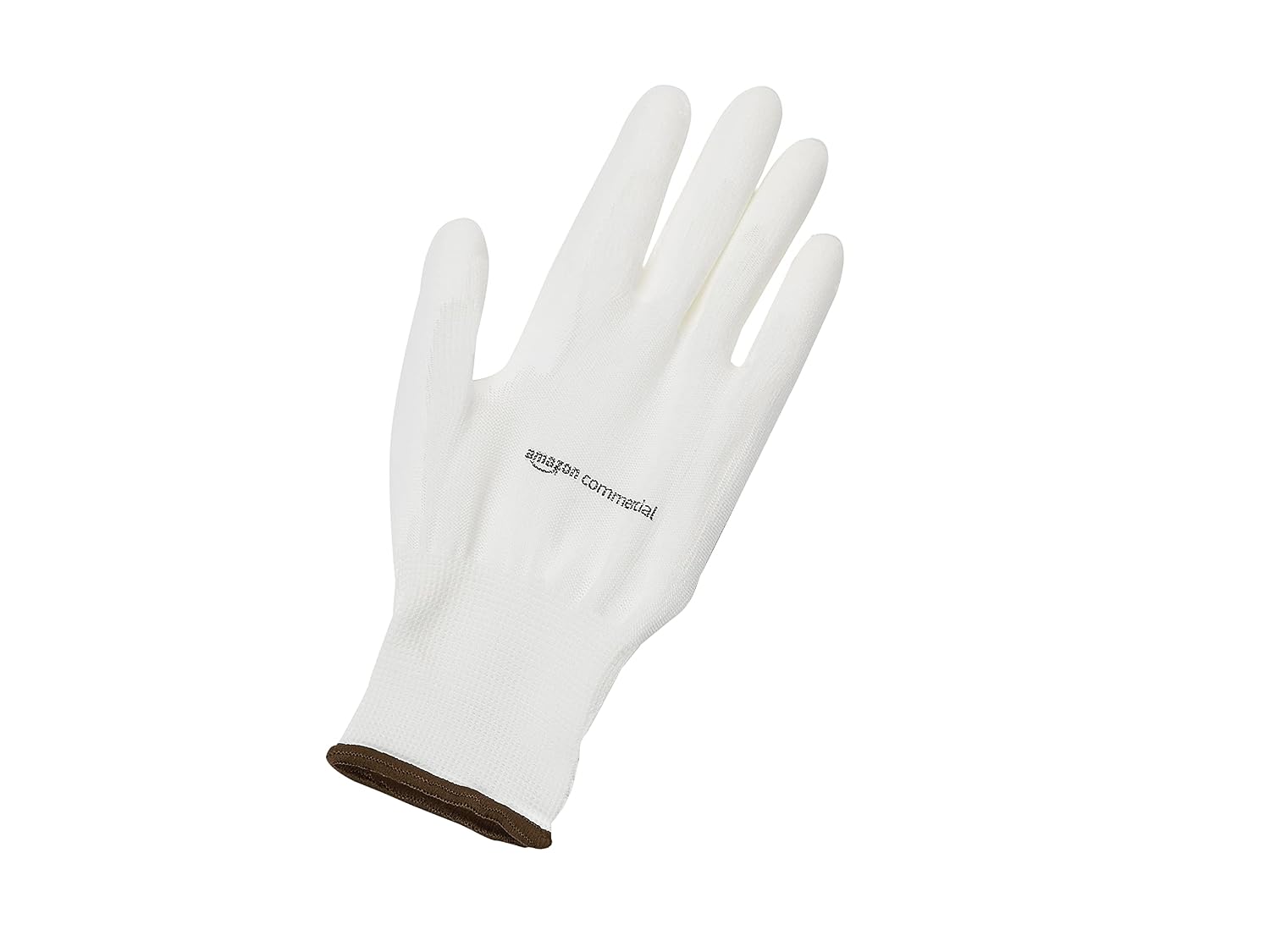 AmazonCommercial 13G Polyester & PU Coated Gloves (White), Size L, 12 Pairs