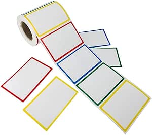 Name Badge Labels 200 Pcs Name Tag Stickers Colorful Border Name Tag Labels Blank Name Stickers Category Labels Classroom Office School Clothes Maili