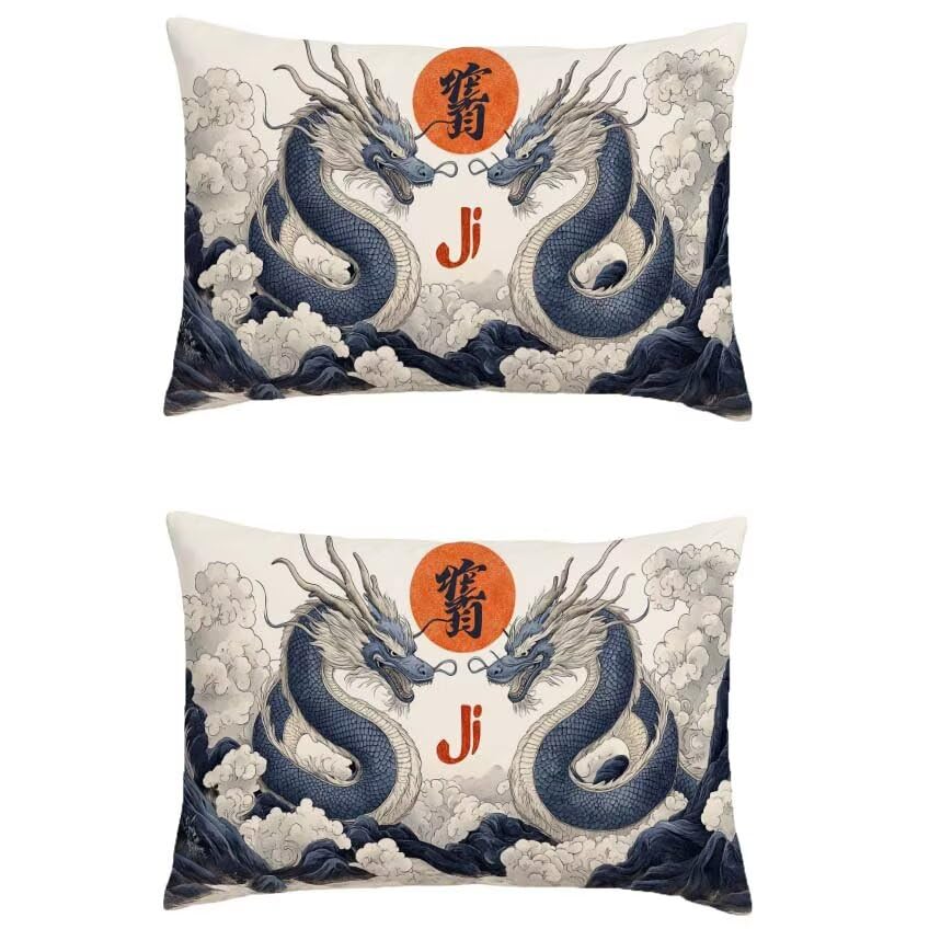 Housse de coussin bleue en lin imperméable décoration maison premium