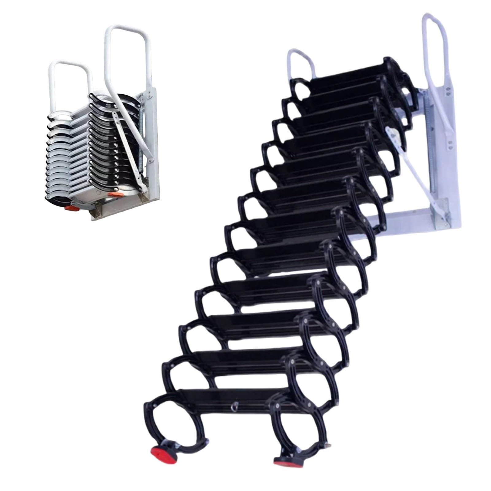 Escalera Plegable retráctil para altillo, Escalera telescópica de Pared para ático con Pedales Anchos y Almohadillas de Goma Antideslizantes, para sótano y Techo(5 Steps 130CM/51.2IN)