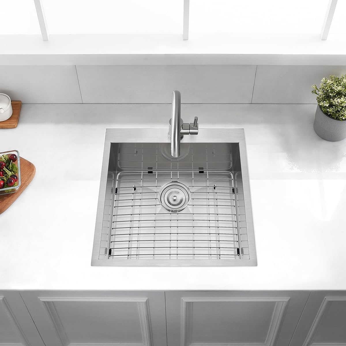 21 Stainless Steel Drop In Kitchen Bar Sink, Luckyhorse 21” x 21” x 10” 18 Gauge Stainless Steel Topmount Kitchen Outdoor Sink LH033L