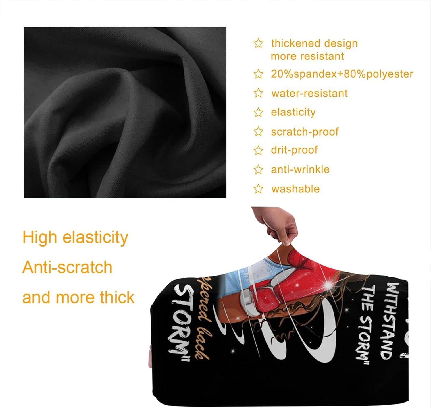 review Tuizumy Travel Suitcase Protector African American Girl Elastic Protective Washable Luggage Cover With Concealed Zipper Suitable For 18-32 Inch(S (for 18--21 inch luggage))