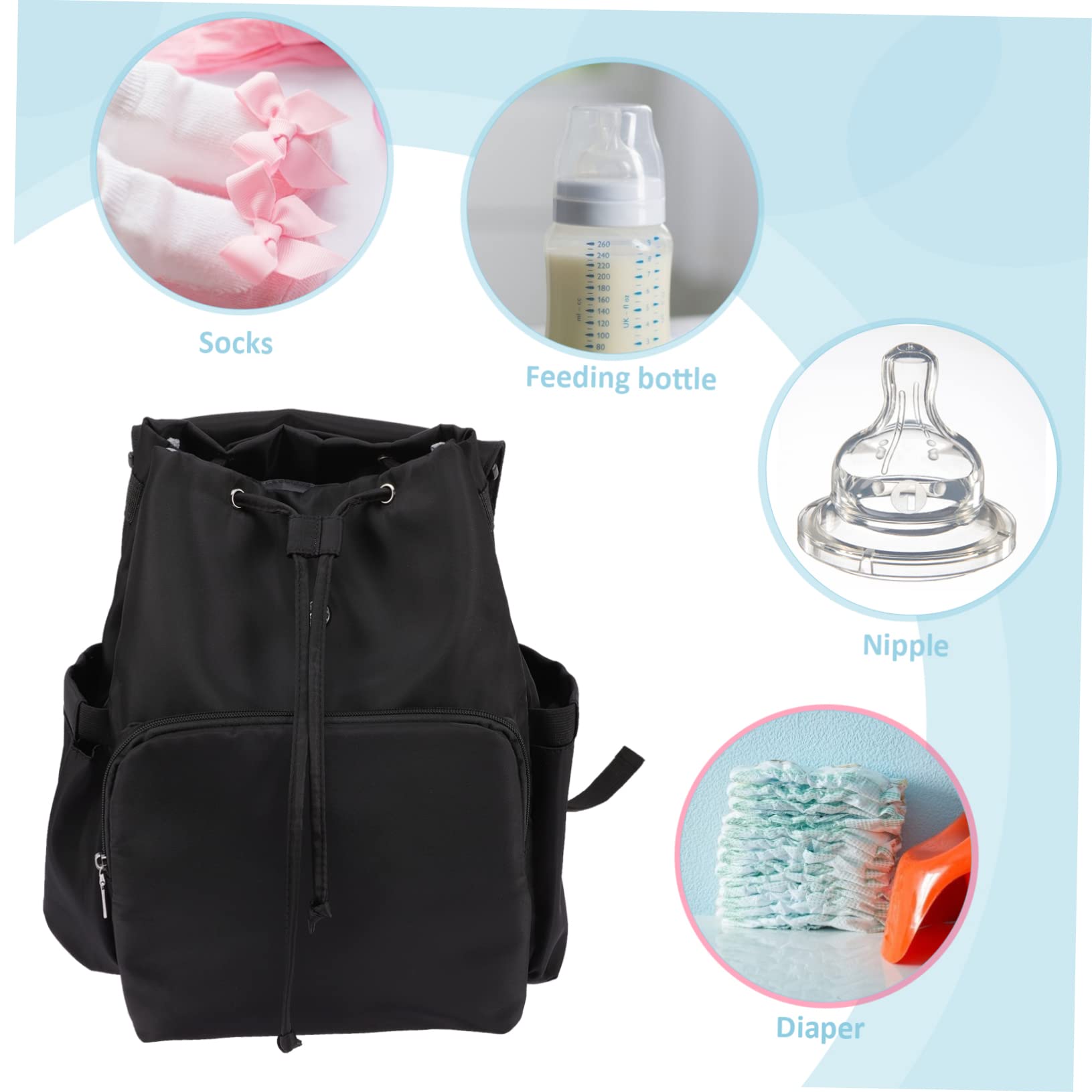 Vaguelly Wickelrucksack Mit Drawstring-verschluss Praktische Wickeltasche Für Unterwegs Zur Aufbewahrung Von Windeln Und Babyzubehör Großräumig Und Stilvoll