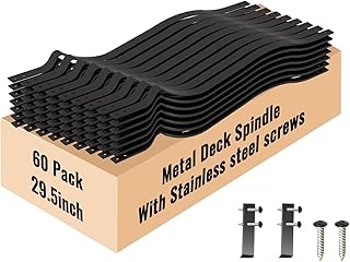 Zonegrace 60 Pack 29.5" Metal Deck Balusters Wave Arc, Matte Black Heavy Duty Metal