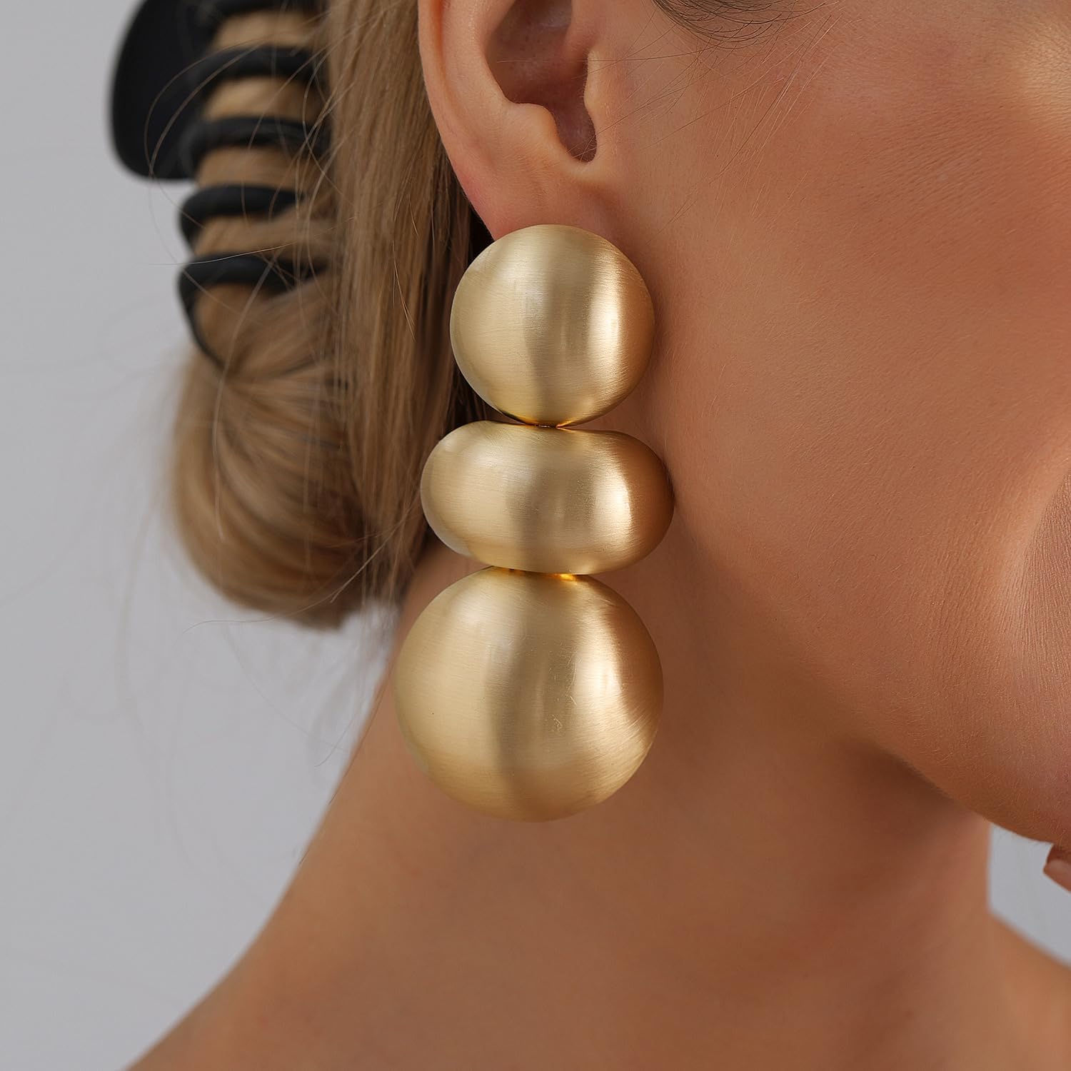 Chunky Gold Earrings for Women Gold Hypoallergenic Statement Earrings Hammered Heart Big Round Drop Dangle Earring Jewelry Gifts - Image 4