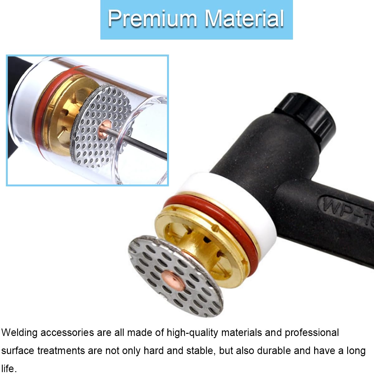 lentilles de gaz en verre pour TIG accessoires de soudage pistolet de soudage pour SR WP 17 18 26, torche de soudage pour TIG buse de gaz en verre, pince (1,6 mm 2,4 mm) (8 pièces)