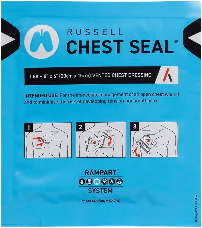 Amazon.com: Safeguard Medical Russell Chest Seal | 4 Valve Chest Seal ...