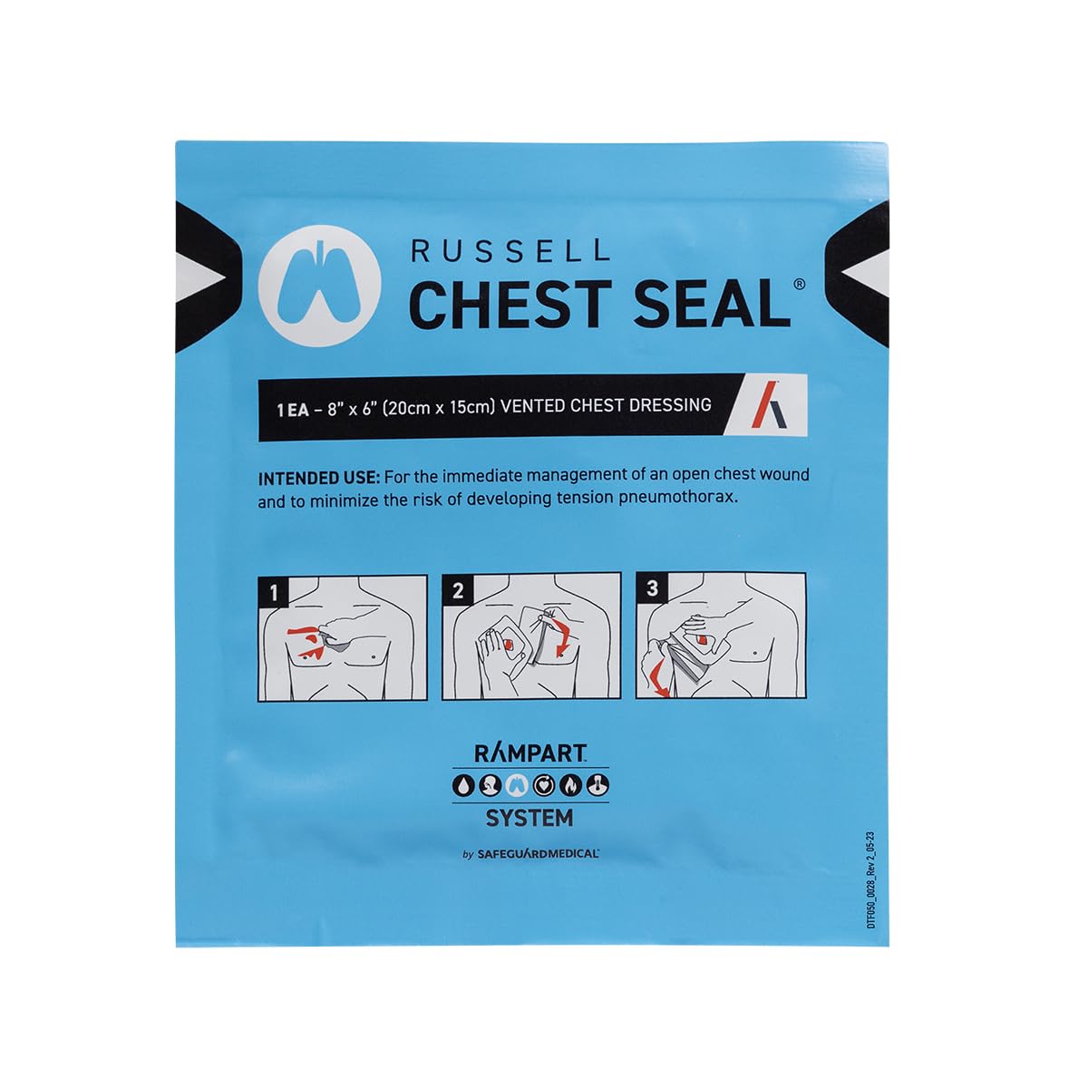 MARCH Russell Chest Seal, Vented Dressing for Emergency Management of Open Chest Wounds
