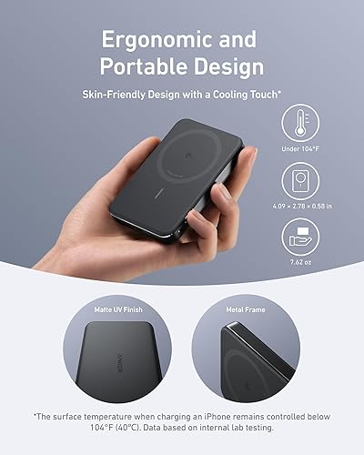 Miniatura 4 de Anker MagGo - Batería externa, batería magnética ultradelgada de 10,000 mAh, certificado Qi2, portátil, cargador compatible ultrarápido MagSafe de