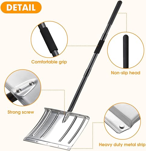 Miniatura 2 de Palas de nieve para entrada de 5468 pulgadas para eliminación de nieve de aluminio resistente portátil pala desmontable para maletero de coche,