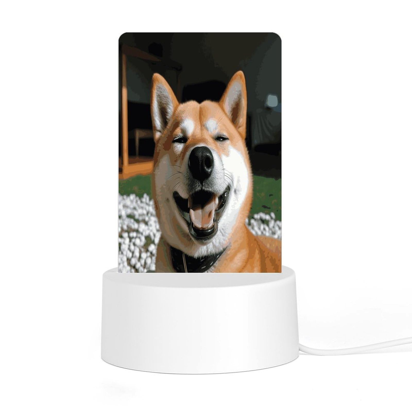 Adfgyerh Style Shiba Inu Smile Tongue Out Night Light Acrylic Material Easy Installation, Home Decor Usb Interface Power Supply, Lamp For Restaurant Bar Cafe Room Decor