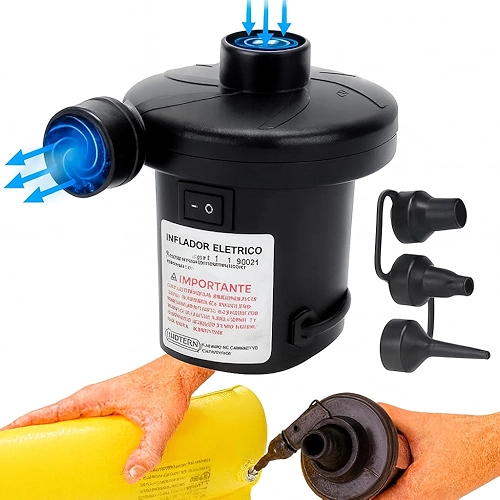 Bomba De Ar Elétrica Encher Colchão Boia Piscina Bomba Pneumática Inflador Com 3 Bicos Bivolt
