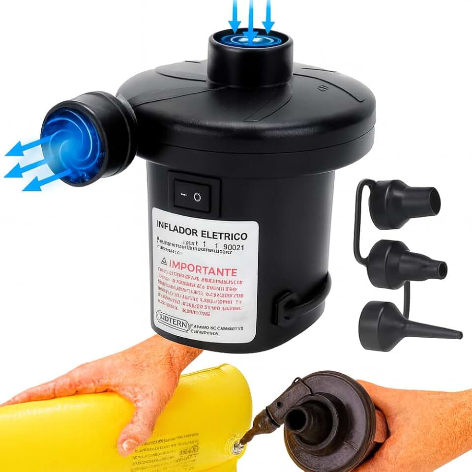 Bomba De Ar Elétrica Encher Colchão Boia Piscina Bomba Pneumática Inflador Com 3 Bicos Bivolt