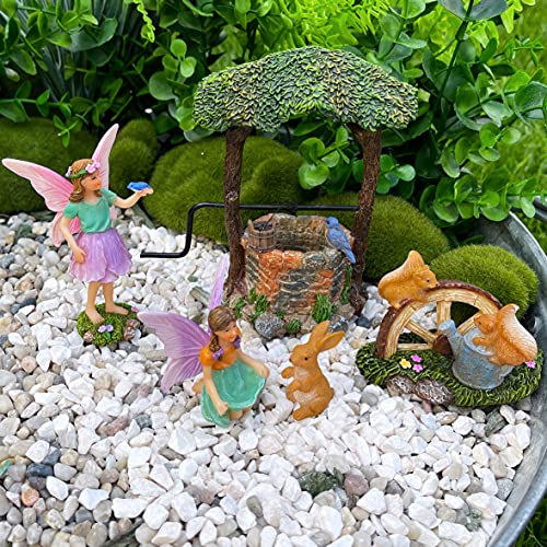 Mood Lab Fairy Garden - Miniature Figurines And Accessories Wishing Well Set Of 5 Pcs - Fairies Statue Kit #TOP4