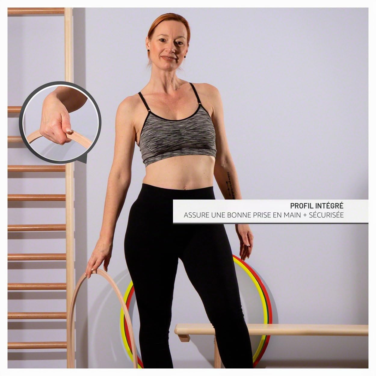 Sport-Tec Cerceau de Gymnastique en Bois - Entraînement, Fitness, Perte de Poids - 60 cm