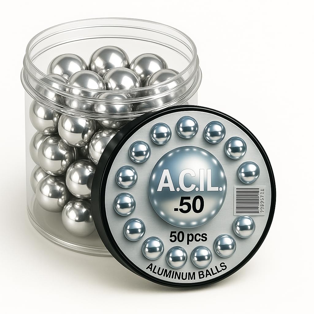Premium Aluminum Balls in 50 Caliber – 12.5mm Precision-Machined Projectiles (50pcs) – Solid Aluminum Ammo for HDR & HDP Pistols – Reusable, Polished Finish - Balles de Paintball pour Arme