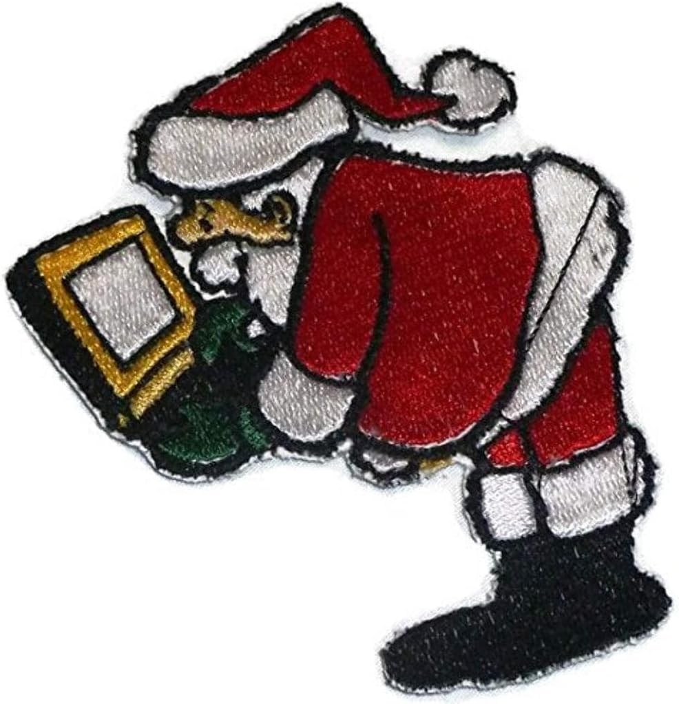 BeyondVision Merry Christmas [Santa On Laptop ] Embroidered Iron on/Sew Patch [4.3" *3.5"] [Made in USA]