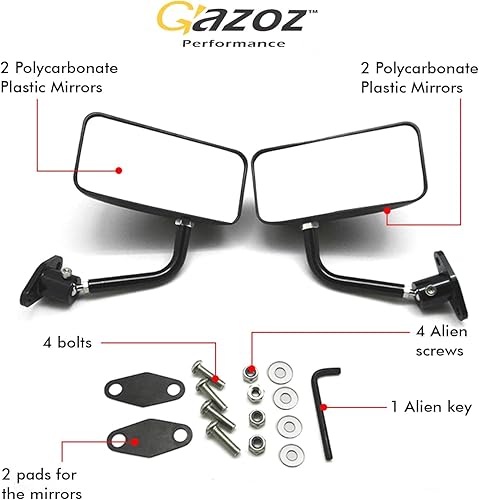 Miniatura 2 de Espejos retrovisores laterales negros estilo F1 para automóviles y bicicletas, ajuste universal, acabado brillante, 2 piezas.