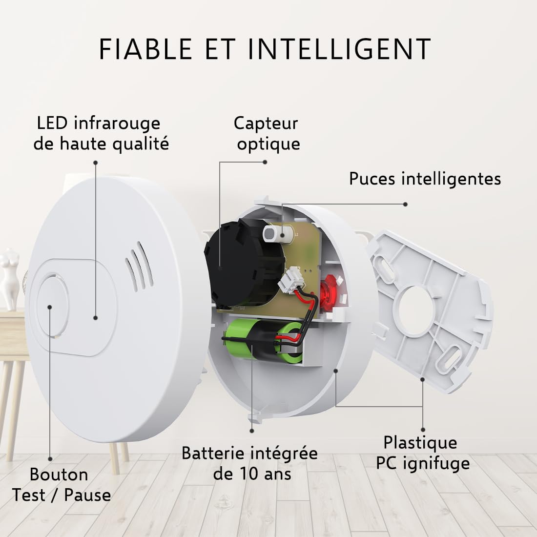 10-Pack ELRO FS1510 detectores de Humo con batería de 10 años y Montaje magnético – Cumple la Norma Europea EN14604