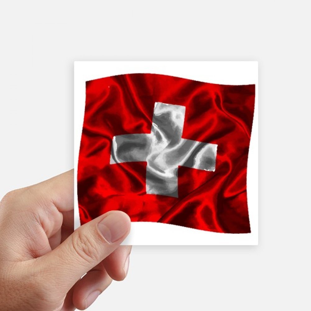 Autocollant carré motif drapeau suisse autocollants pour moto ordinateur muraux stickers 10x10cm