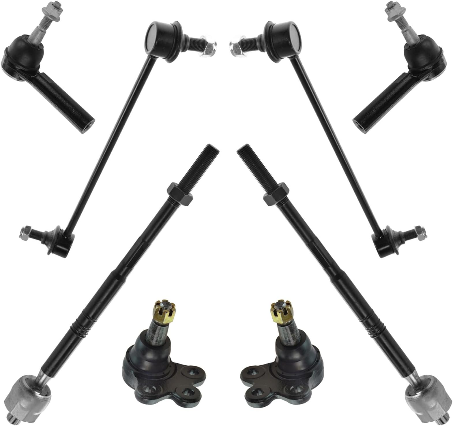 TRQ 8 Piece Steering Suspension Kit Ball Joints Tie Rods Sway Bar End Links