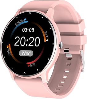 Zodvboz Relógio Inteligente Masculino Desportivo,IP67 à Prova d'água,Rastreador de Atividades com Monitor de Frequência Cardíaca,Tela Sensível ao Toque,Pulseira de Silicone Homens Smartwatch Chamada de bluetooth, para iOS,Android,Rosa