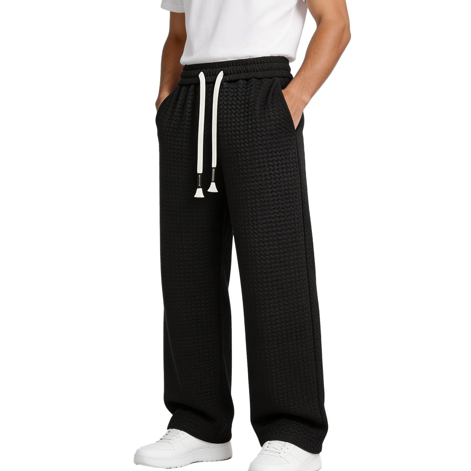 Herren Karierte Jogginghose mit weitem Bein und geradem Schnitt