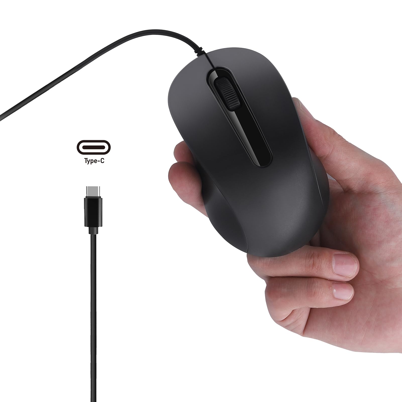 Type C Wired Optical Mouse Ergomonic USB C Mice for for Apple MacBook Computer or Laptops with Type