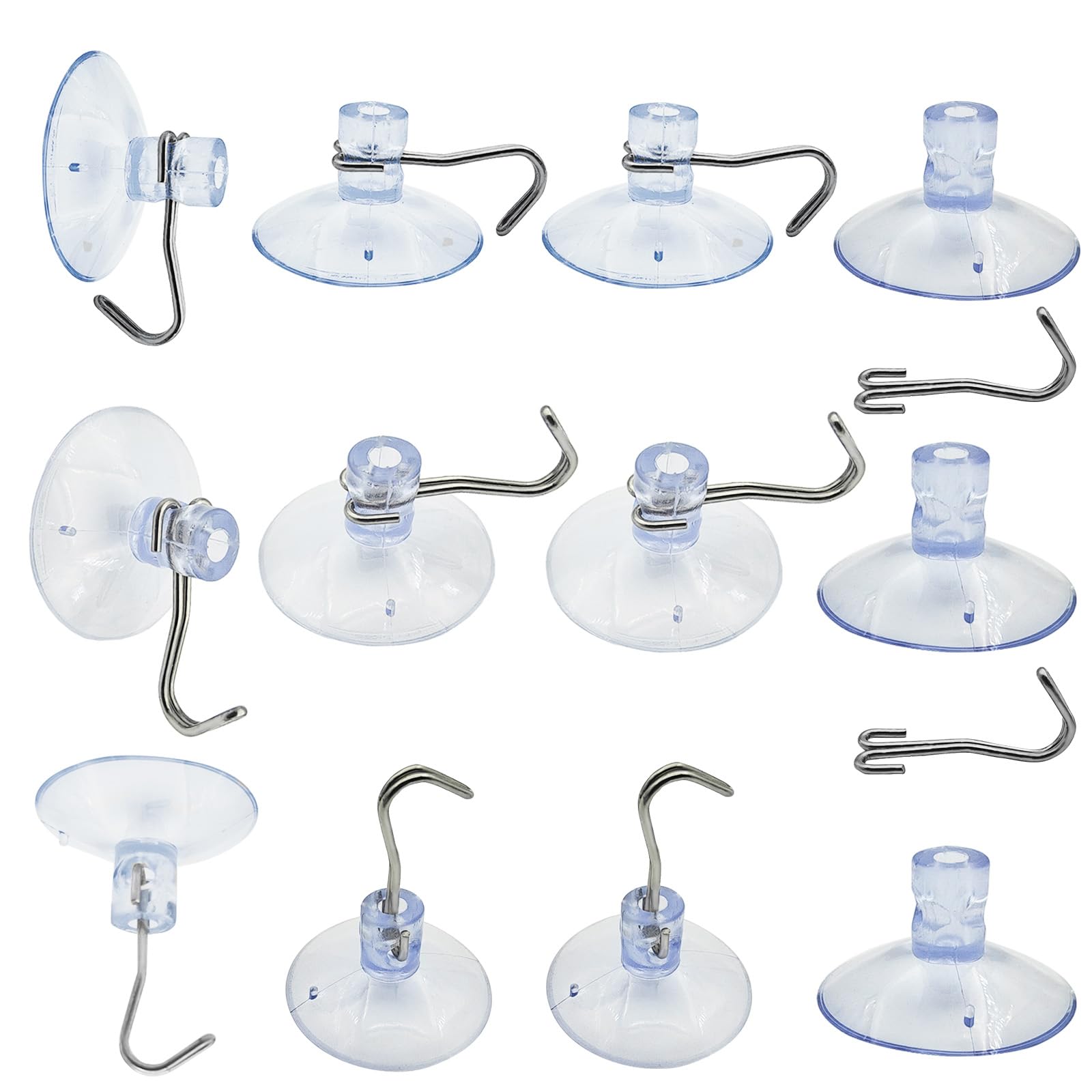 Suction Cup Hooks Clear PVC Plastic Suction Holder Transparent Suction Pads Removable Reusable for Kitchen Bathroom Shower Wall Window Glass Door Tiles Organization Christmas Decoration Aquarium (12)
