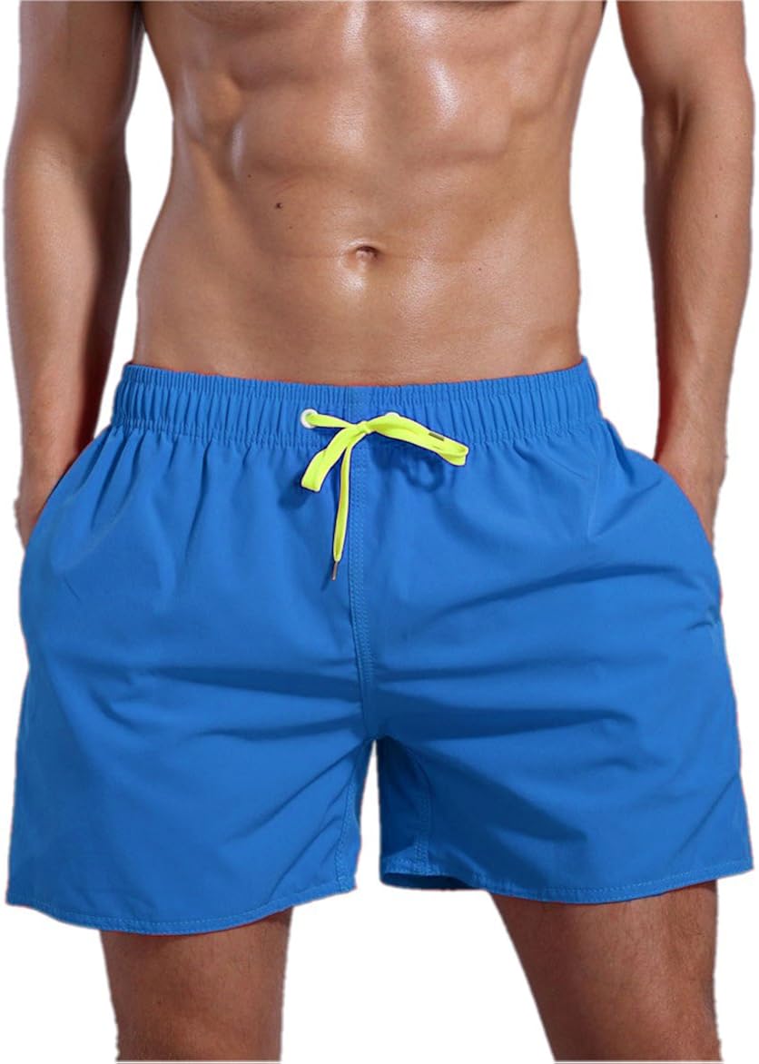 QRANSS Men's Swimming Shorts Swim Trunks with Mesh Lined Drawstring Waistband Surfing Shorts