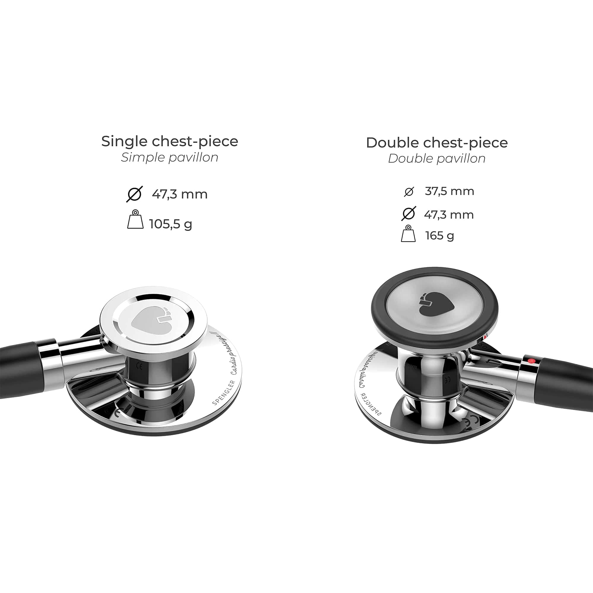 SPENGLER Cardioprestige II Stéthoscope de Diagnostic Médical Double Pavillon en Acier inoxydable