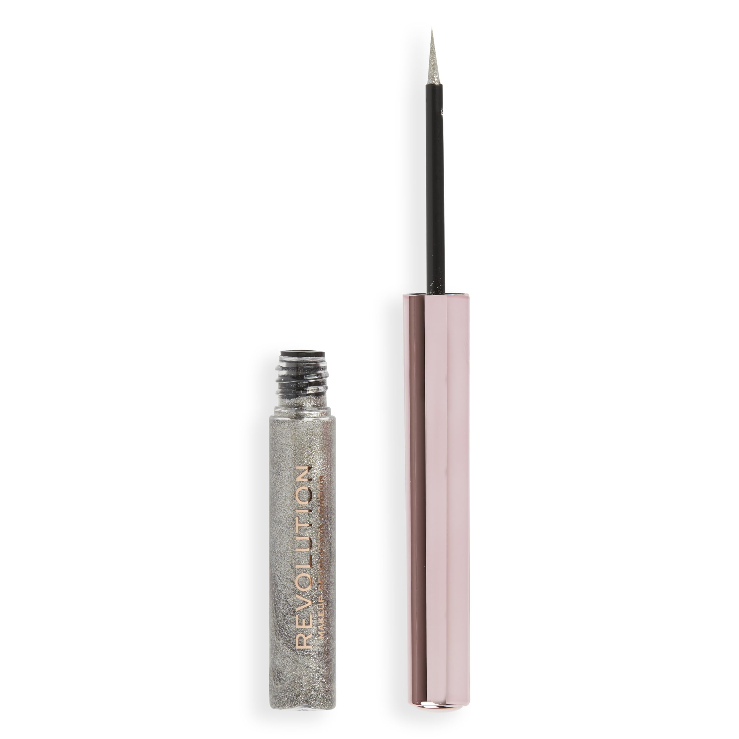 Makeup Revolution, Super Flick Liquid Eyeliner, Highly Pigmented, Silver, 2.4 ml