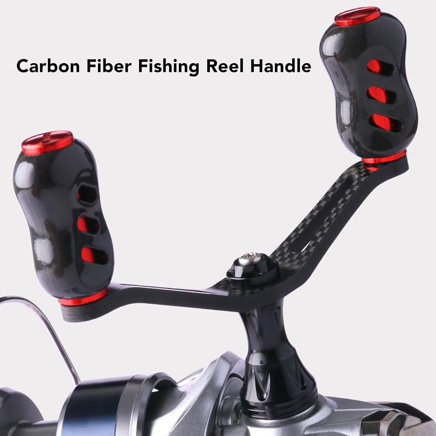 OUKENS Carbon Fishing Reel Handle, Baitcasting Trolling Reel Double Rocker Ultralight Spinning Fishing Reel Crank Accessory for D S Brand,Fishing Reel Replacement Parts (red)
