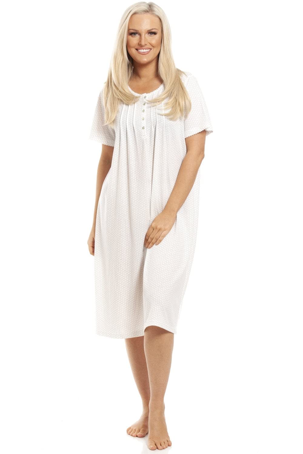 Camille Ivory Stylish Honeycomb Print Jersey Nightdress - 14-16
