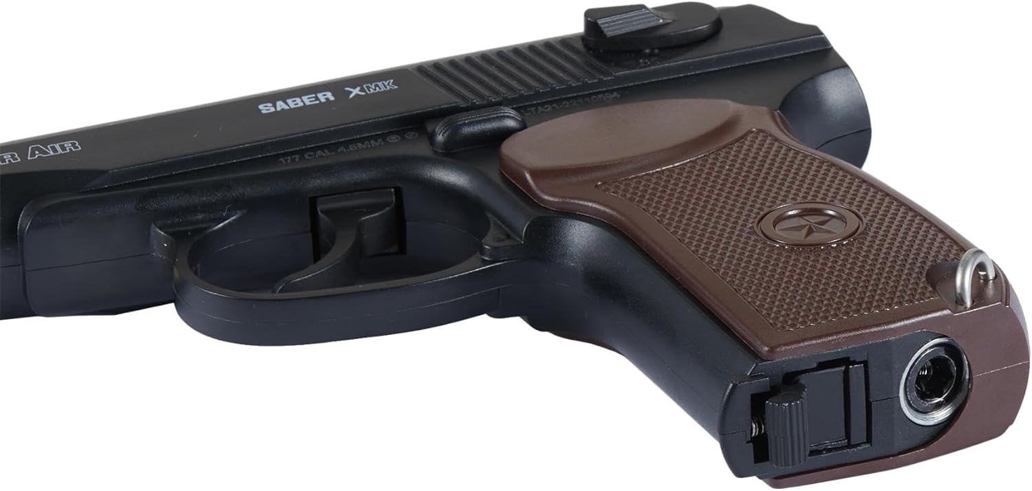 Lancer Tactical Air Pistol Saber XMK CO2 Airgun Makarych Pistol - 390 FPS w/High Pressure 12 Gram & Bag of Metal BB- Pack of 5